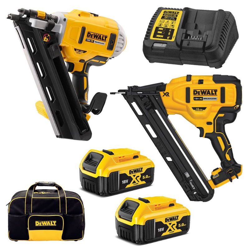 DEWALT 18V XR 5.0Ah 2 Piece Framing Finisher Nailer Kit